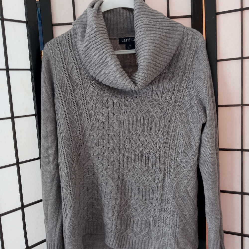 Artisan Cable Knit Cowl Neck Sweater